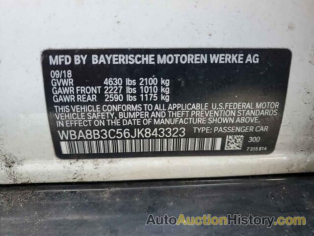 BMW 3 SERIES I, WBA8B3C56JK843323