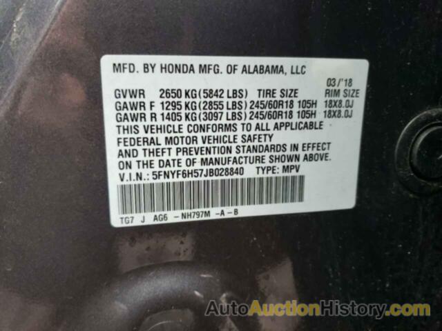 HONDA PILOT EXL, 5FNYF6H57JB028840