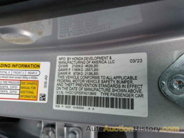 HONDA ACCORD HYBRID EXL, 1HGCY2F60PA013849