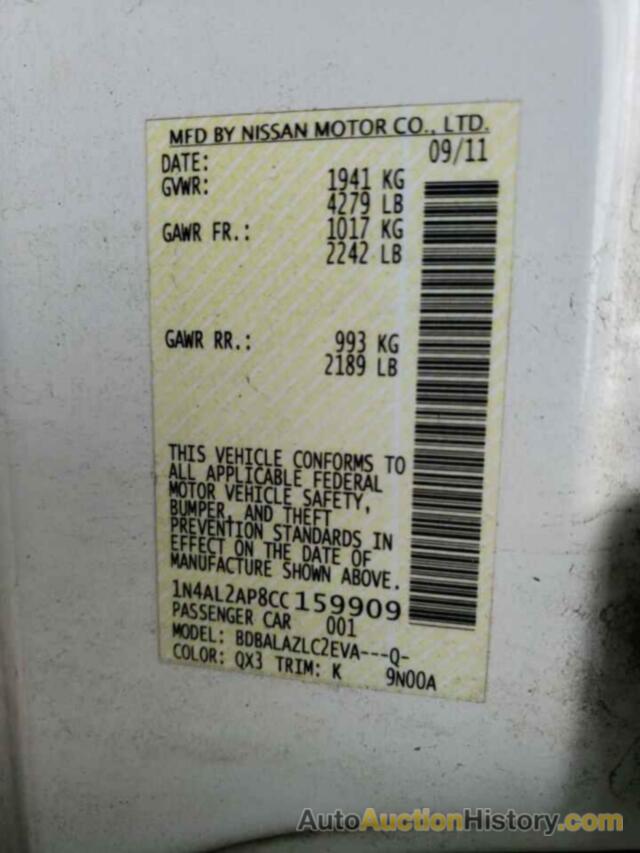 NISSAN ALTIMA BASE, 1N4AL2AP8CC159909