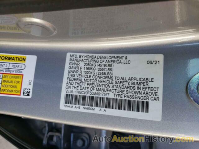 HONDA ACCORD HYBRID EXL, 1HGCV3F50MA017577