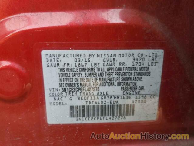 NISSAN VERSA S, 3N1CE2CP6FL427278