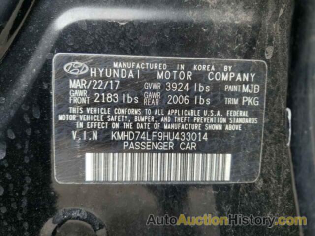 HYUNDAI ELANTRA SE, KMHD74LF9HU433014