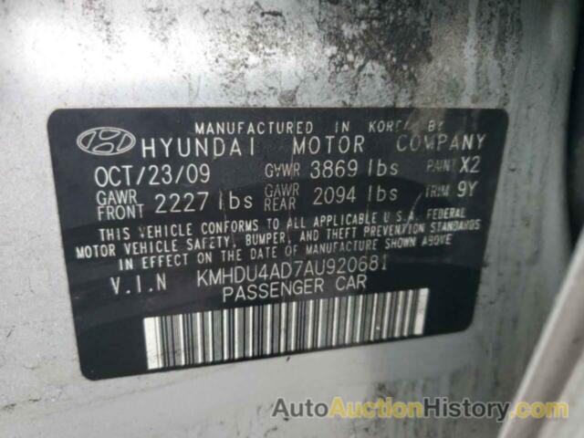 HYUNDAI ELANTRA BLUE, KMHDU4AD7AU920681