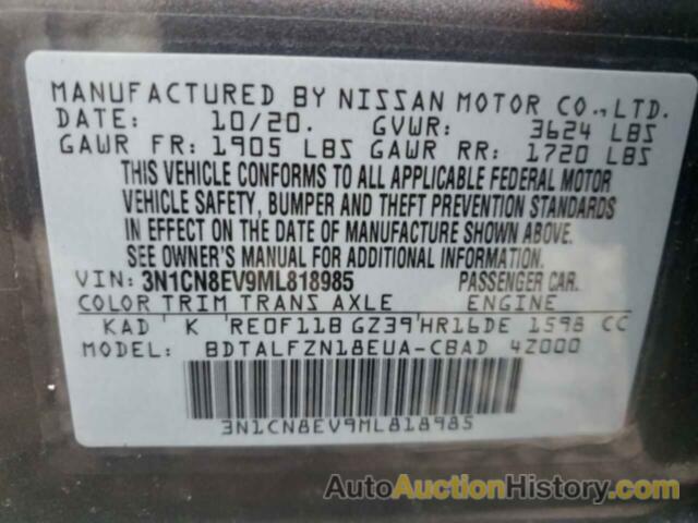 NISSAN VERSA SV, 3N1CN8EV9ML818985