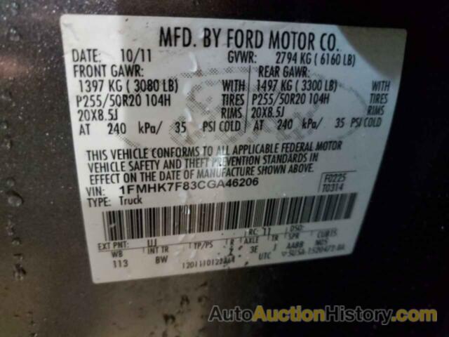 FORD EXPLORER LIMITED, 1FMHK7F83CGA46206