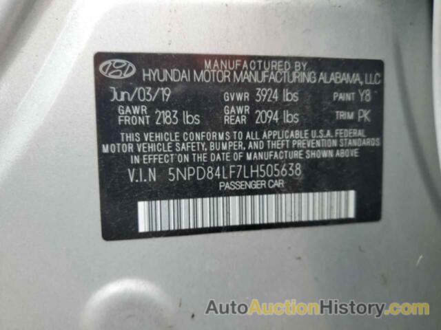 HYUNDAI ELANTRA SEL, 5NPD84LF7LH505638