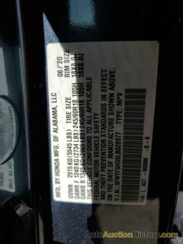 HONDA PILOT EXL, 5FNYF5H55LB028977