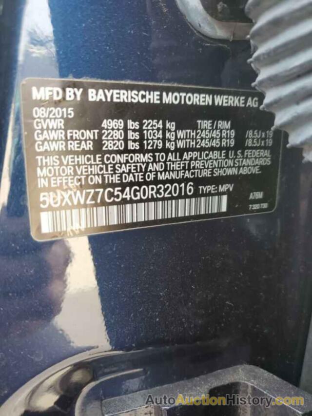 BMW X3 SDRIVE28I, 5UXWZ7C54G0R32016