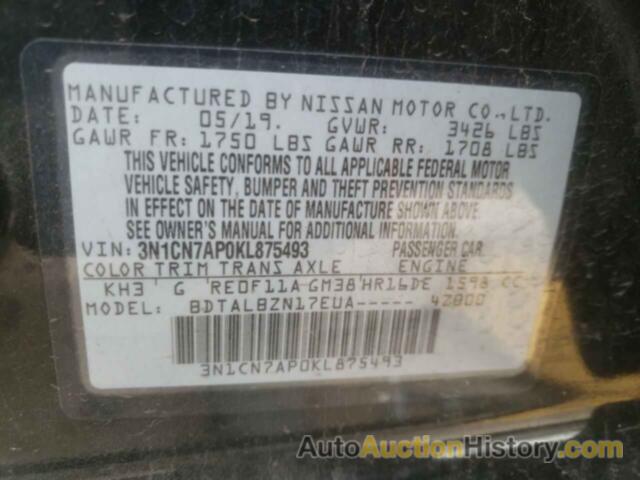 NISSAN VERSA S, 3N1CN7AP0KL875493