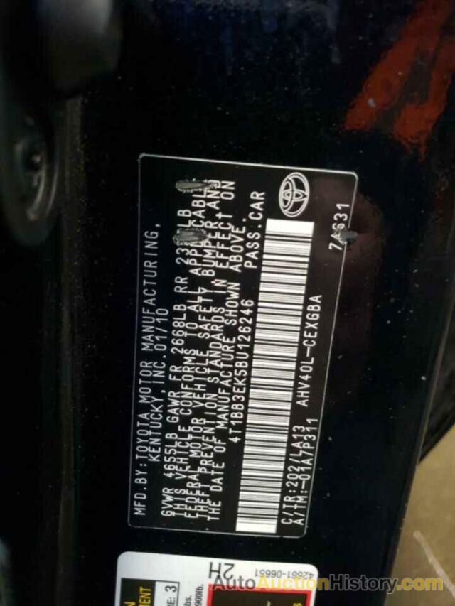 TOYOTA CAMRY HYBRID, 4T1BB3EK5BU126246