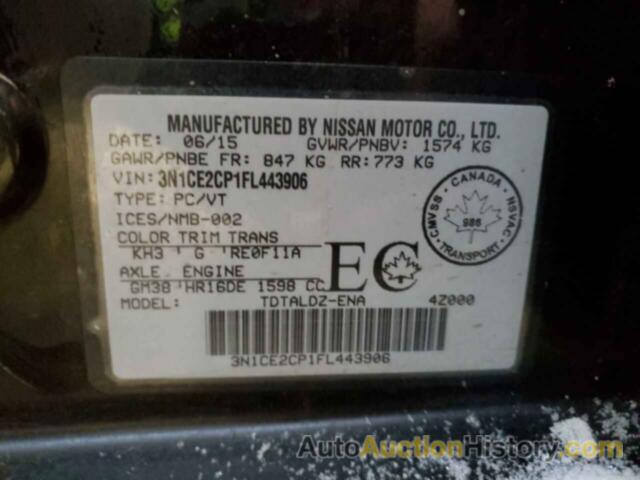 NISSAN VERSA S, 3N1CE2CP1FL443906