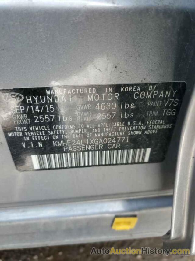 HYUNDAI SONATA HYBRID, KMHE24L1XGA024771