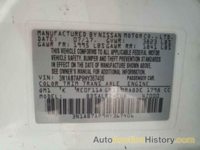 NISSAN SENTRA S, 3N1AB7AP9HY367406