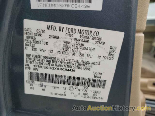 FORD ESCAPE XLT, 1FMCU0DGXAKC94436