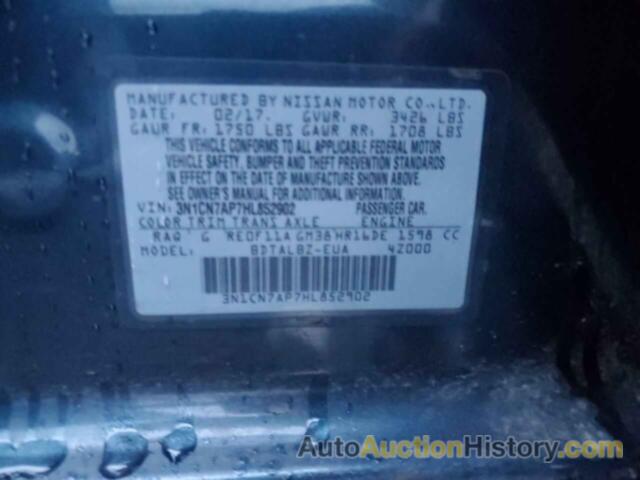 NISSAN VERSA S, 3N1CN7AP7HL852902