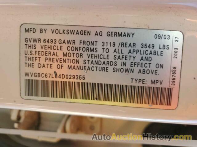 VOLKSWAGEN TOUAREG 3.2, WVGBC67L84D029355