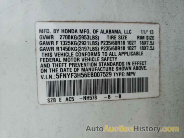 HONDA PILOT EXL, 5FNYF3H56EB007529