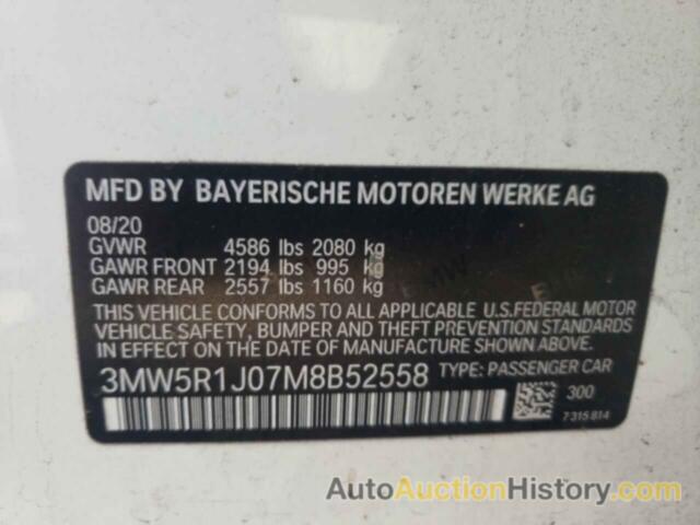 BMW 3 SERIES, 3MW5R1J07M8B52558