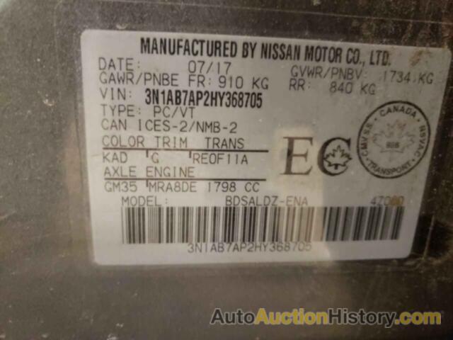 NISSAN SENTRA S, 3N1AB7AP2HY368705