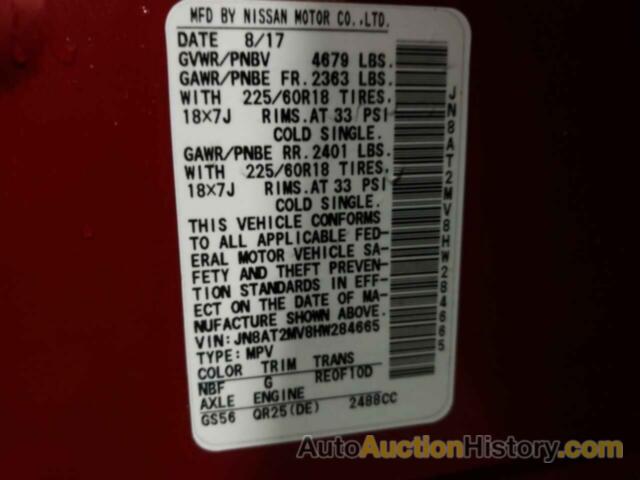 NISSAN ROGUE S, JN8AT2MV8HW284665