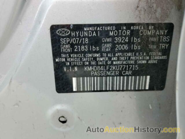 HYUNDAI ELANTRA SEL, KMHD84LF2KU771715