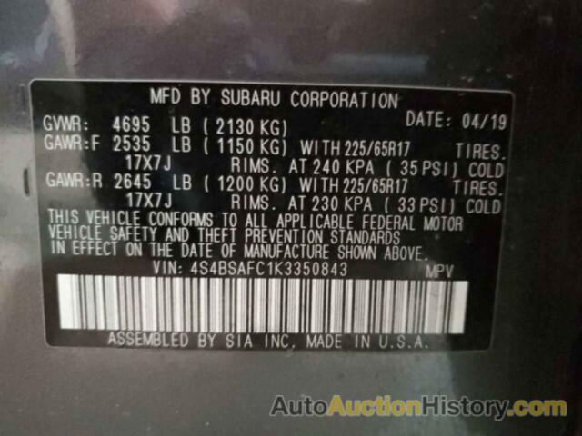 SUBARU OUTBACK 2.5I PREMIUM, 4S4BSAFC1K3350843