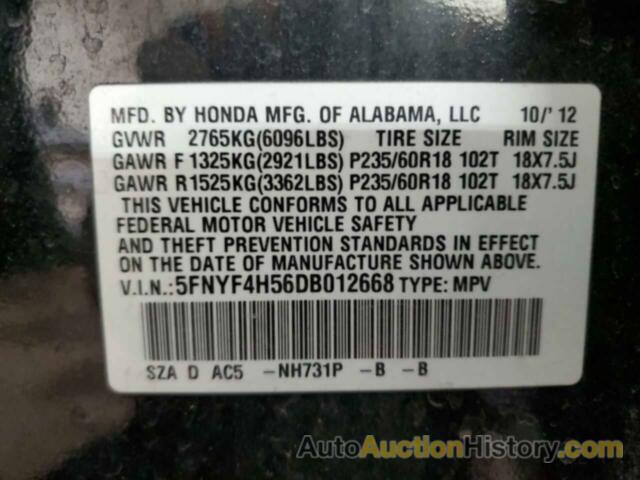 HONDA PILOT EXL, 5FNYF4H56DB012668