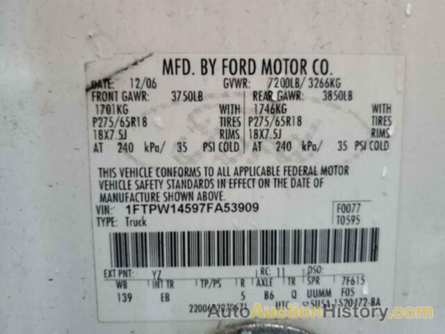FORD F-150 SUPERCREW, 1FTPW14597FA53909