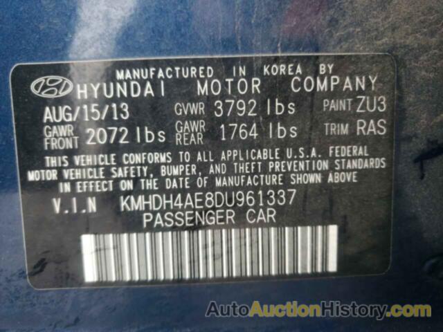 HYUNDAI ELANTRA GLS, KMHDH4AE8DU961337