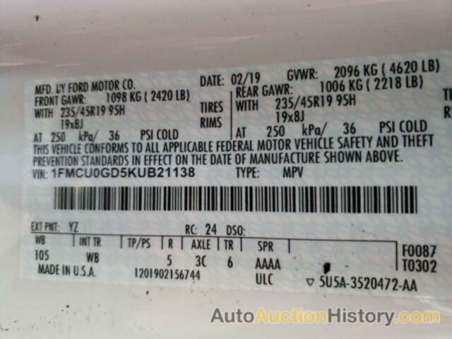 FORD ESCAPE SE, 1FMCU0GD5KUB21138