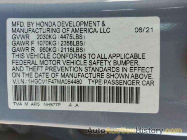 HONDA ACCORD SPORT SE, 1HGCV1F47MA084480