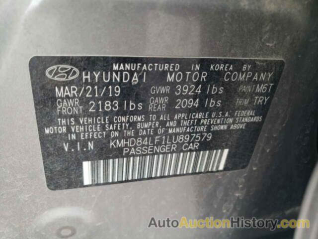 HYUNDAI ELANTRA SEL, KMHD84LF1LU897579