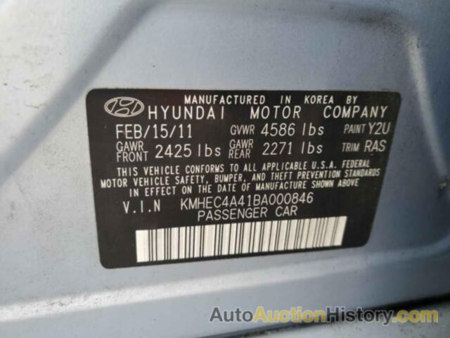 HYUNDAI SONATA HYBRID, KMHEC4A41BA000846