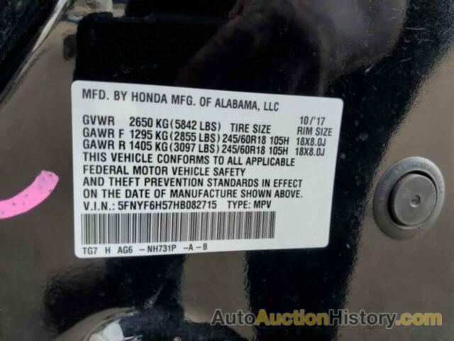 HONDA PILOT EXL, 5FNYF6H57HB082715