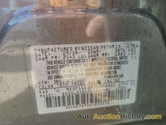 NISSAN SENTRA S, 3N1AB7AP1KY225591