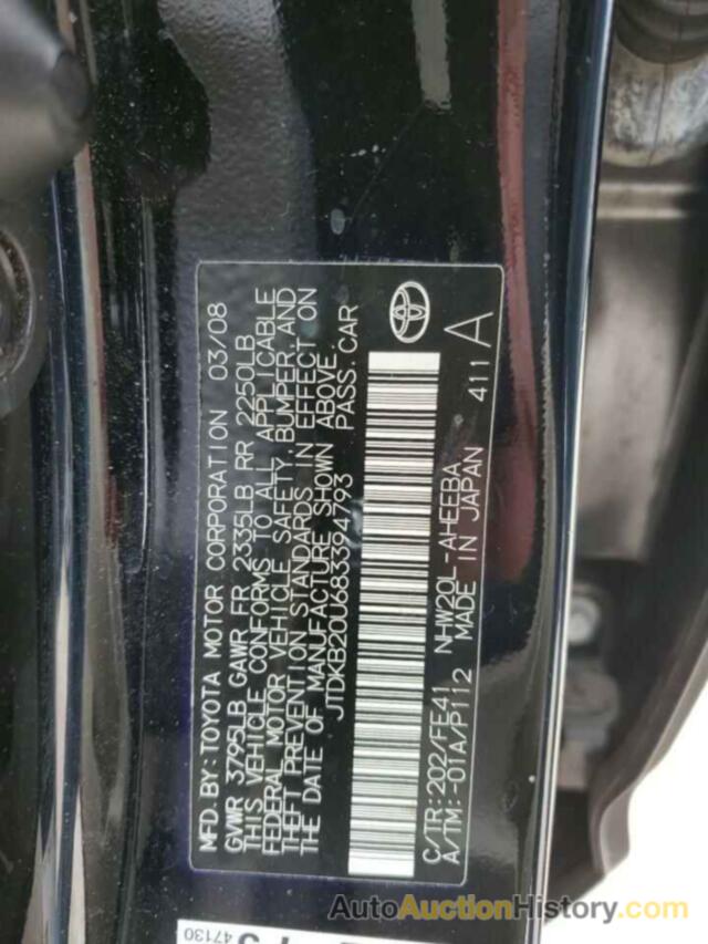 TOYOTA PRIUS, JTDKB20U683394793