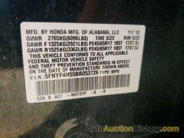 HONDA PILOT EXL, 5FNYF4H55BB053726