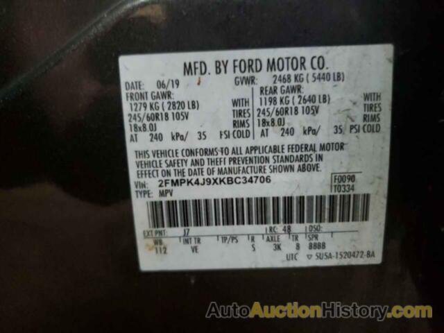 FORD EDGE SEL, 2FMPK4J9XKBC34706