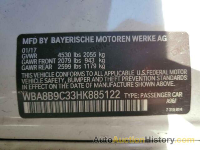 BMW 3 SERIES I, WBA8B9C33HK885122