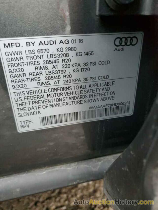 AUDI Q7 PREMIUM, WA1AAAF70HD006231