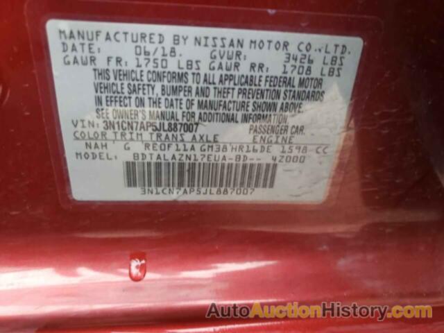 NISSAN VERSA S, 3N1CN7AP5JL887007