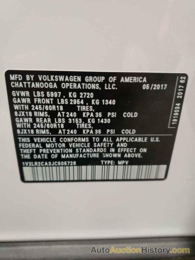 VOLKSWAGEN ATLAS SE, 1V2LR2CA3JC505726