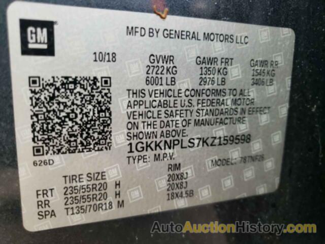 GMC ACADIA DEN DENALI, 1GKKNPLS7KZ159598