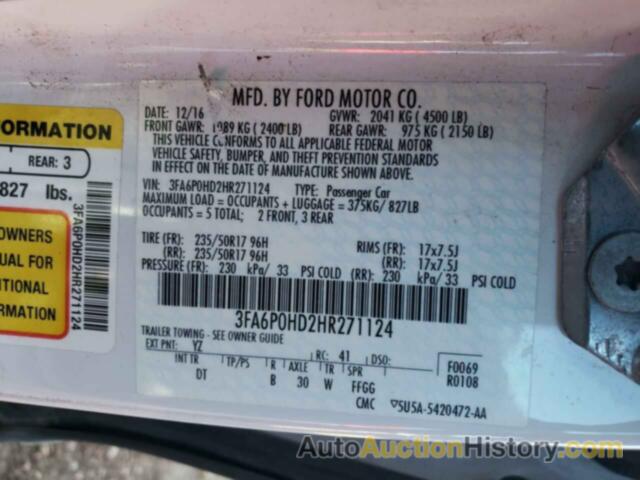 FORD FUSION SE, 3FA6P0HD2HR271124