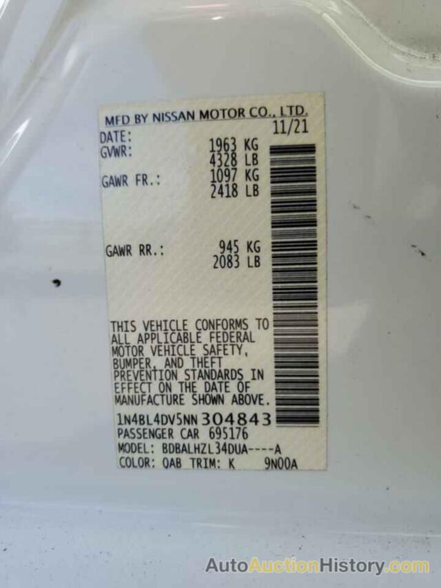 NISSAN ALTIMA SV, 1N4BL4DV5NN304843