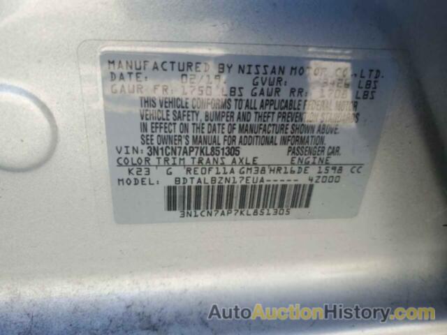 NISSAN VERSA S, 3N1CN7AP7KL851305