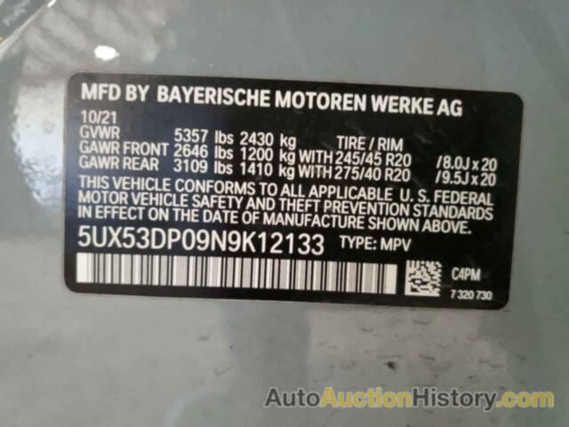 BMW X3 XDRIVE30I, 5UX53DP09N9K12133