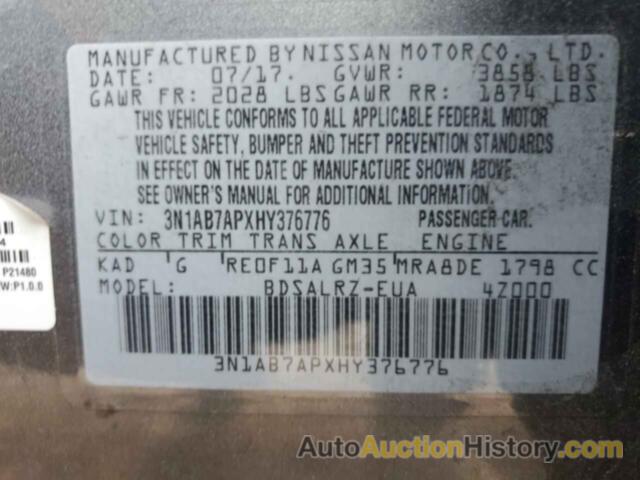 NISSAN SENTRA S, 3N1AB7APXHY376776