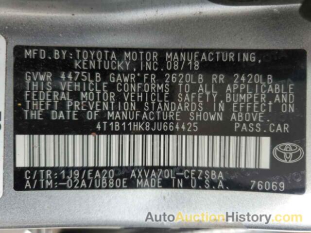 TOYOTA CAMRY L, 4T1B11HK8JU664425